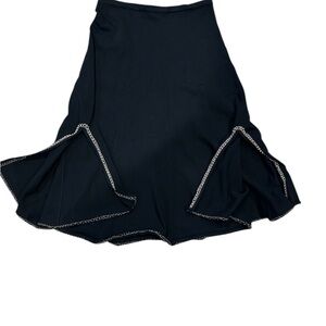 Grace Dane Lewis Elegant Black Midi Skirt with embroidered Chain Detail